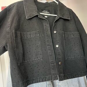 Ashley Black Cropped Studded Denim Jacket